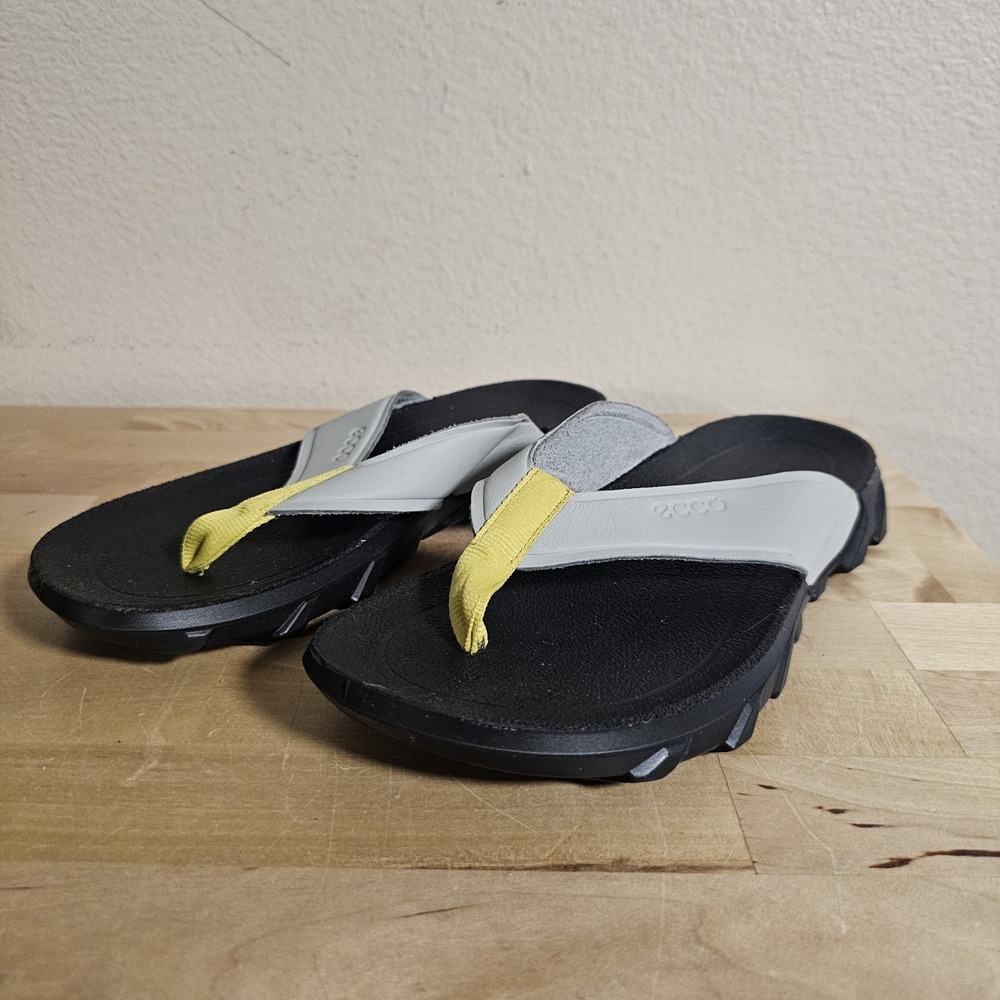 Men's Ecco MX Flipsider Flip Flop Sandals EUR 36 US 2-2.5 Grey And Yellow Upper